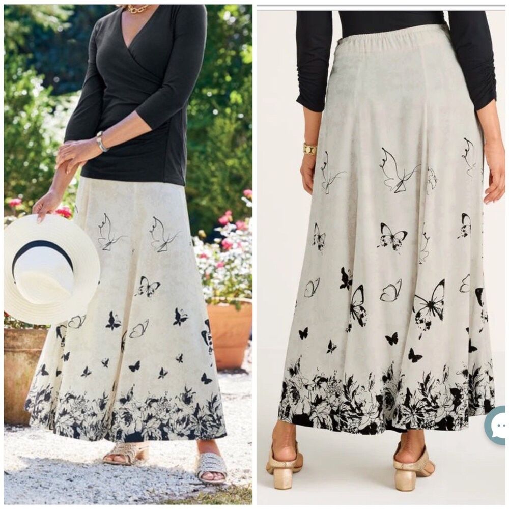 Soft Surroundings Butterfly Maxi Skirt M A-Line Flowy Boho Whimsygoth Fairycore